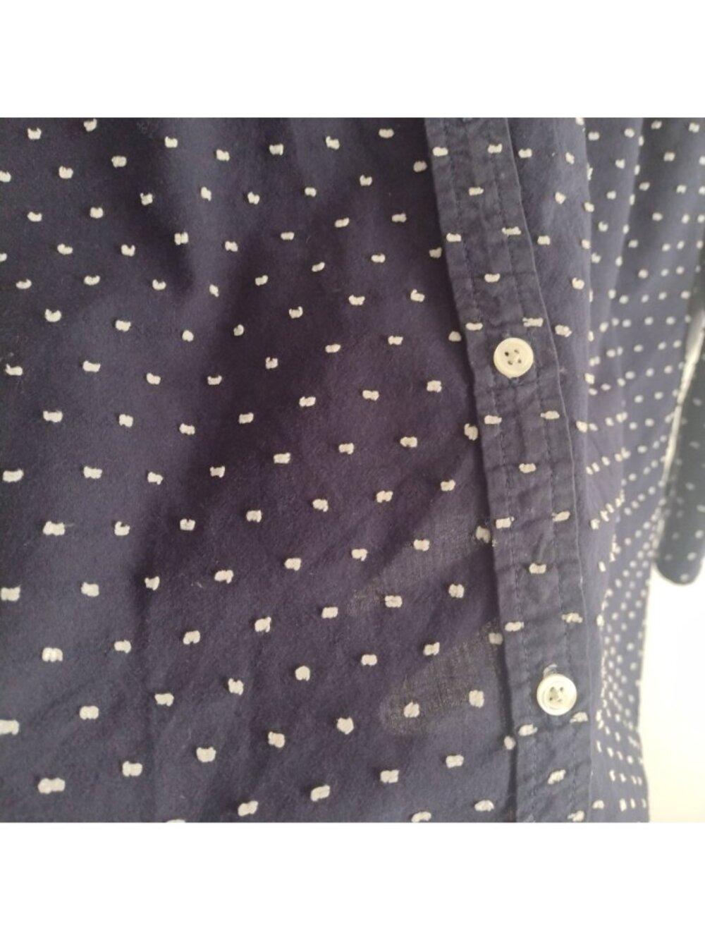 Talbots Navy Polka Dot Button-Up Shirt 16 Lightweight Cotton Dotted Swiss Top - Picture 7 of 12